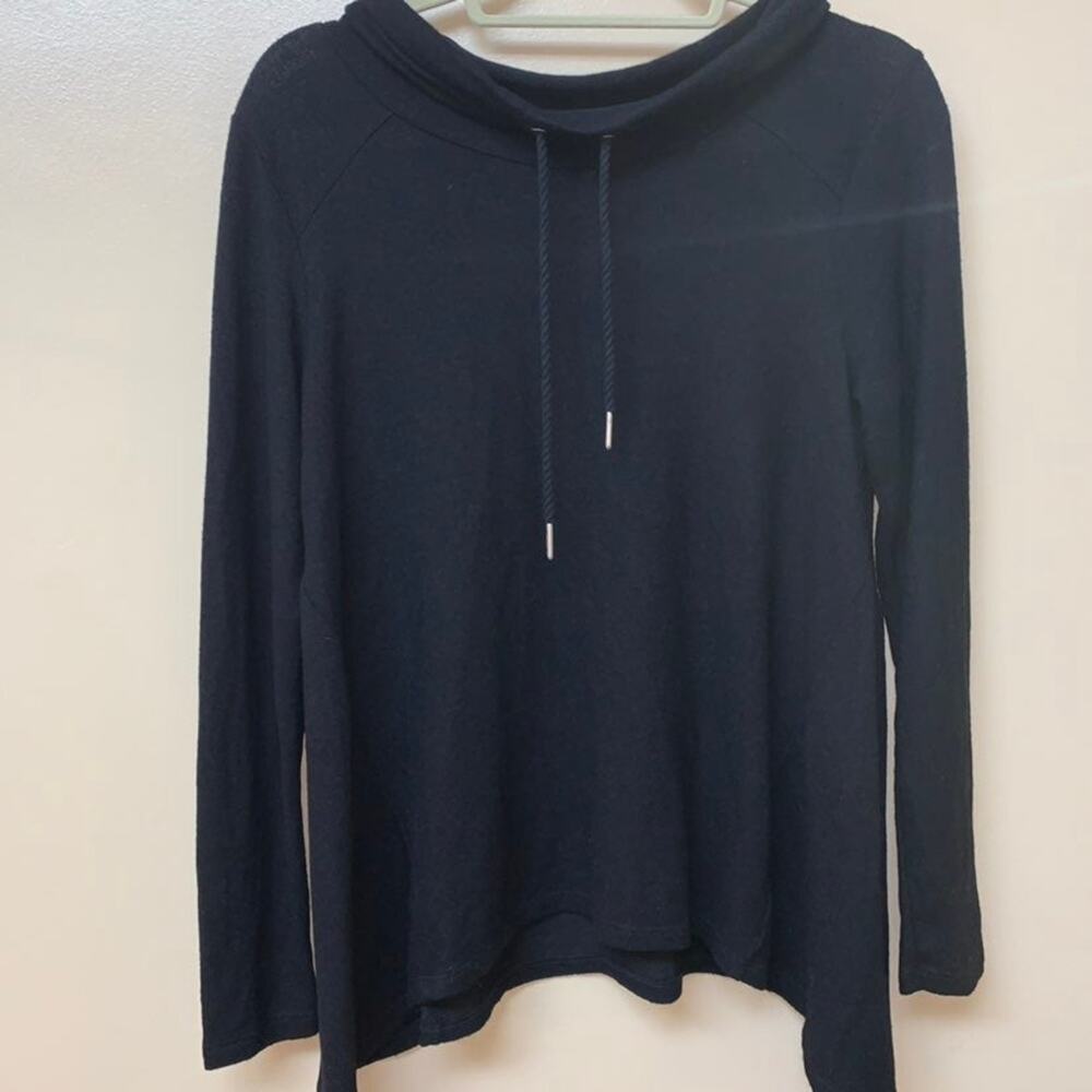 NWT Z Supply Marled Cowl Neck Black Lounge Athleisure Sweatshirt Size XS